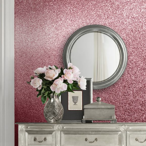 Muriva Oriah Glitter Soft Pink 401015 | Wallpaper Central