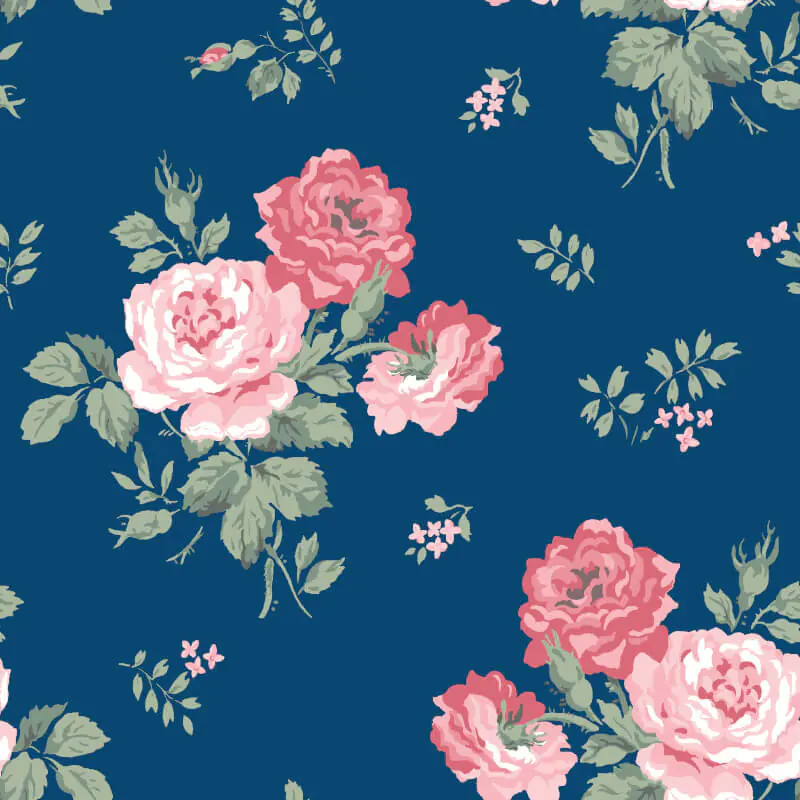 Muriva Cath Kidston Antique Rose Blue 182503 | Wallpaper Central
